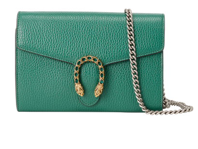 Dionysus Wallet On Chain, &pound;850, Handbags, Green, Leather, Front view